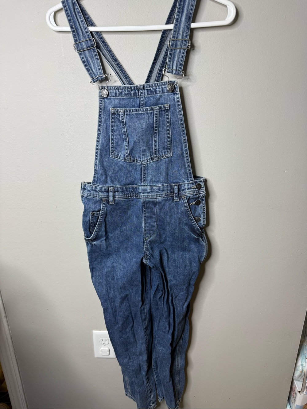 Topshop MOTO Blue Denim Cropped Overalls Women's Size 0